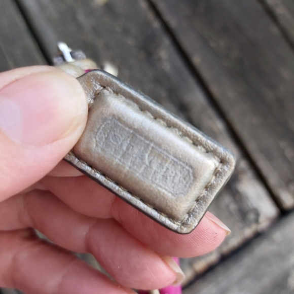 Coach Lurex Gold & Magenta Mini Signature Wristlet - Picture 8 of 9